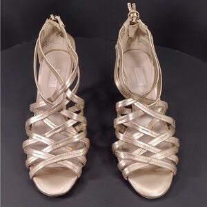 GLINT Elegante Gold Strappy Women's Sandals s 4.5 pre owned Exellent condition